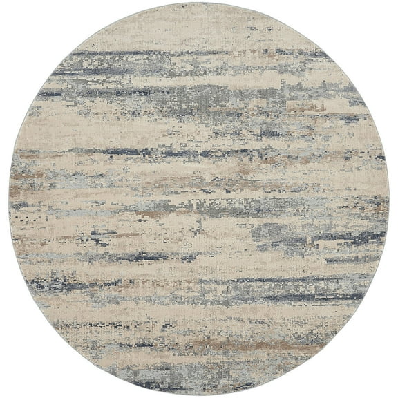 Nourison Rustic Textures Abstract Modern Indoor Area Rug Beige/Grey 7'10" x round