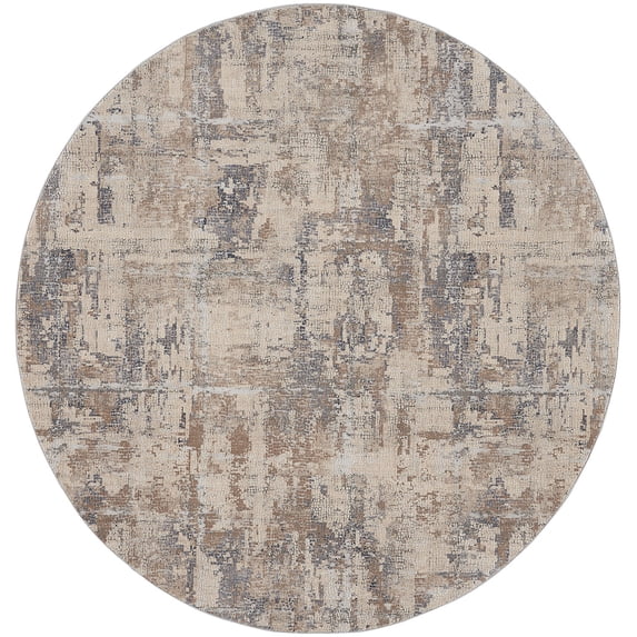Nourison Rustic Textures Contemporary Indoor Area Rug Beige/Grey 7'10" x round