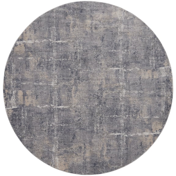 Nourison Rustic Textures Contemporary Indoor Area Rug Grey/Beige 5'3" x round