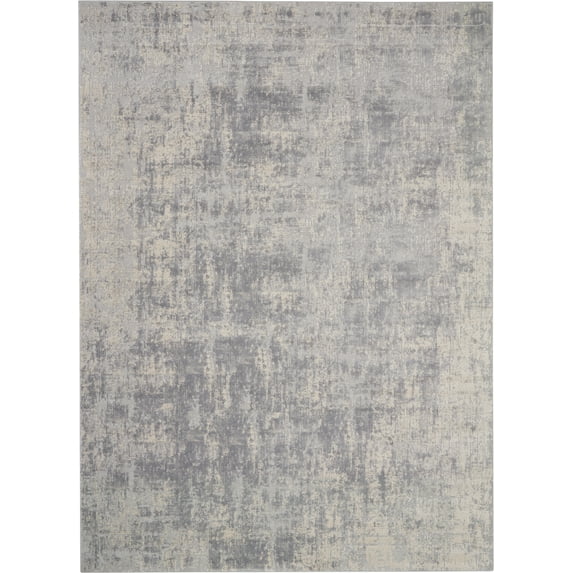 Nourison Rustic Textures Modern Abstract Ivory/Silver 7'10" x 10'6" Area Rug, (8' x 11')