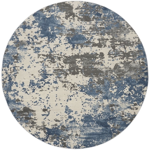 Nourison Rustic Textures Modern Brushstrokes Indoor Area Rug Grey/Blue 5'3" x round