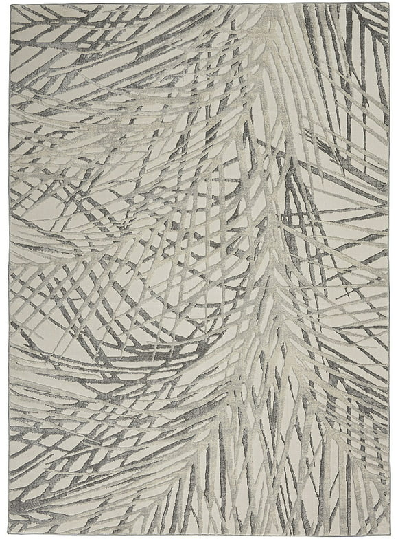 Nourison Rustic Textures Modern Palm Indoor Area Rug Ivory/Grey 5'3" x 7'3"