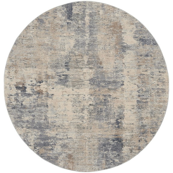 Nourison Rustic Textures Painterly Indoor Rug Beige/Grey 5'3" x Round