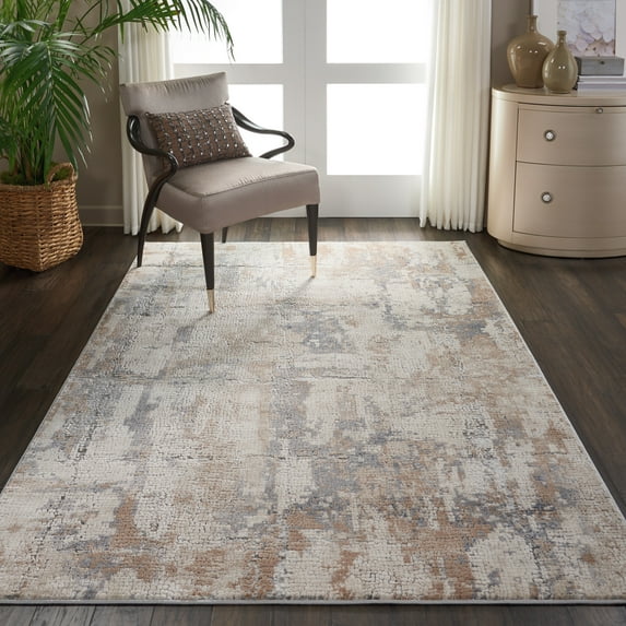 Nourison Rustic Textures Rustic Beige/Grey 6' x 9' Area Rug, (6x9)
