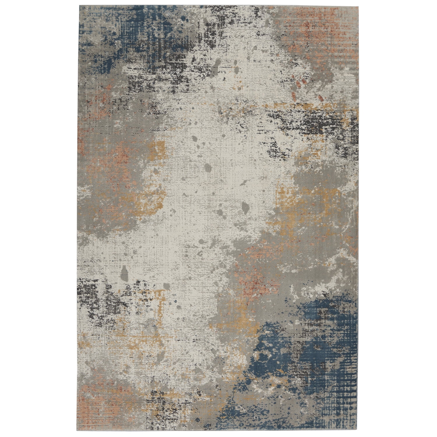 Abstract Textured Impressions 5' x 7' Easy-Care Synthetic Rug in Grey
