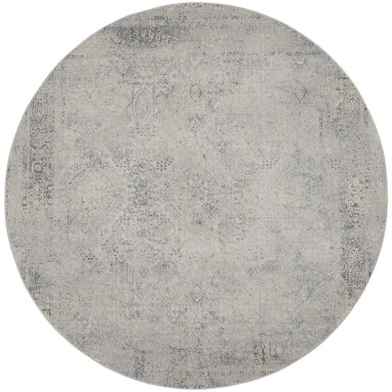 Nourison Rustic Textures Vintage Persian Indoor Area Rug Ivory Light Blue 5'3" x Round