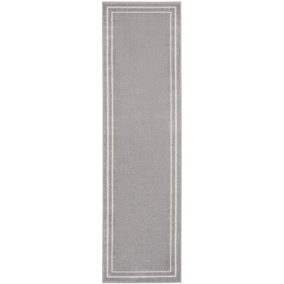 Nourison Sandy Indoor / Outdoor Solid Area Rug Grey/Ivory 2'2"x7'6" 8' Runner Grey Runner