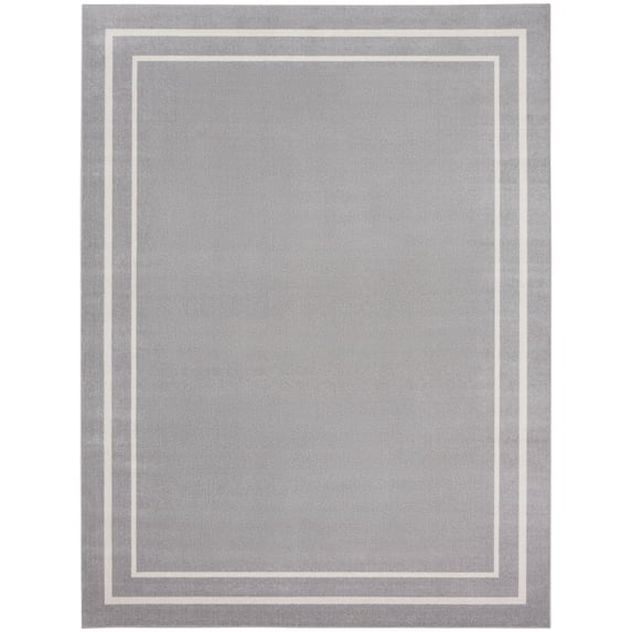 Nourison Sandy Indoor / Outdoor Solid Area Rug Grey/Ivory 9' x 12' 9' x 12' Grey Rectangle