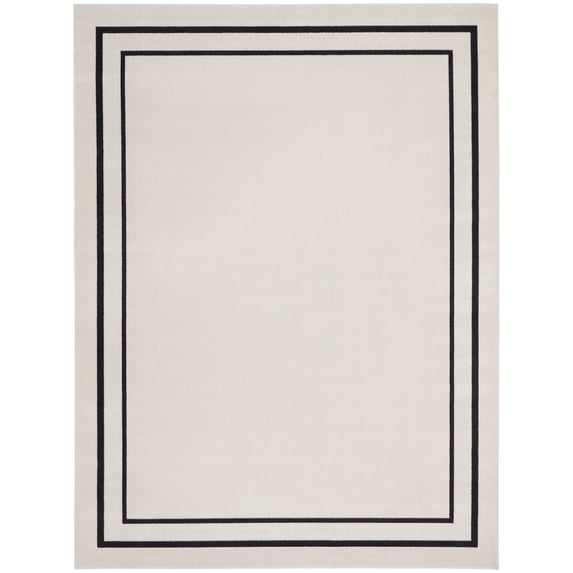 Nourison Sandy Indoor / Outdoor Solid Area Rug Ivory/Black 8' x 10' 8' x 10' Blue Rectangle