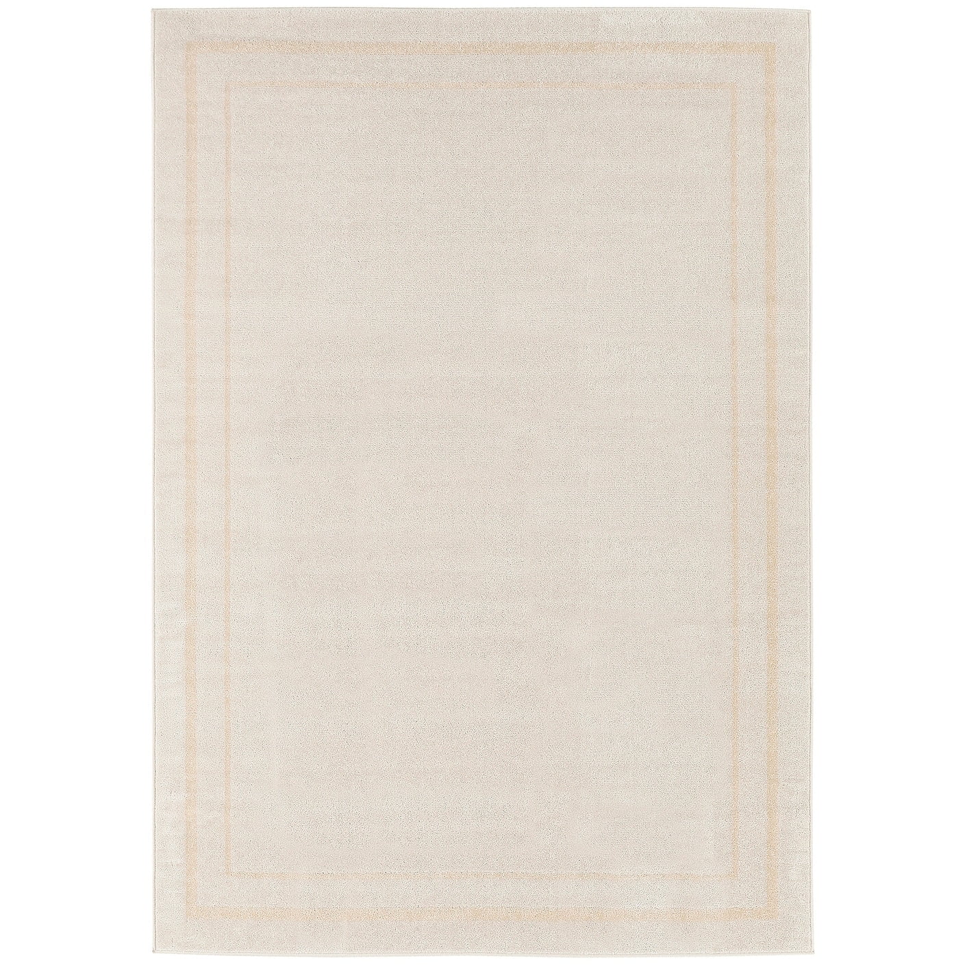 Ivory Solid Synthetic Low Pile Rectangle Rug 4' x 6'