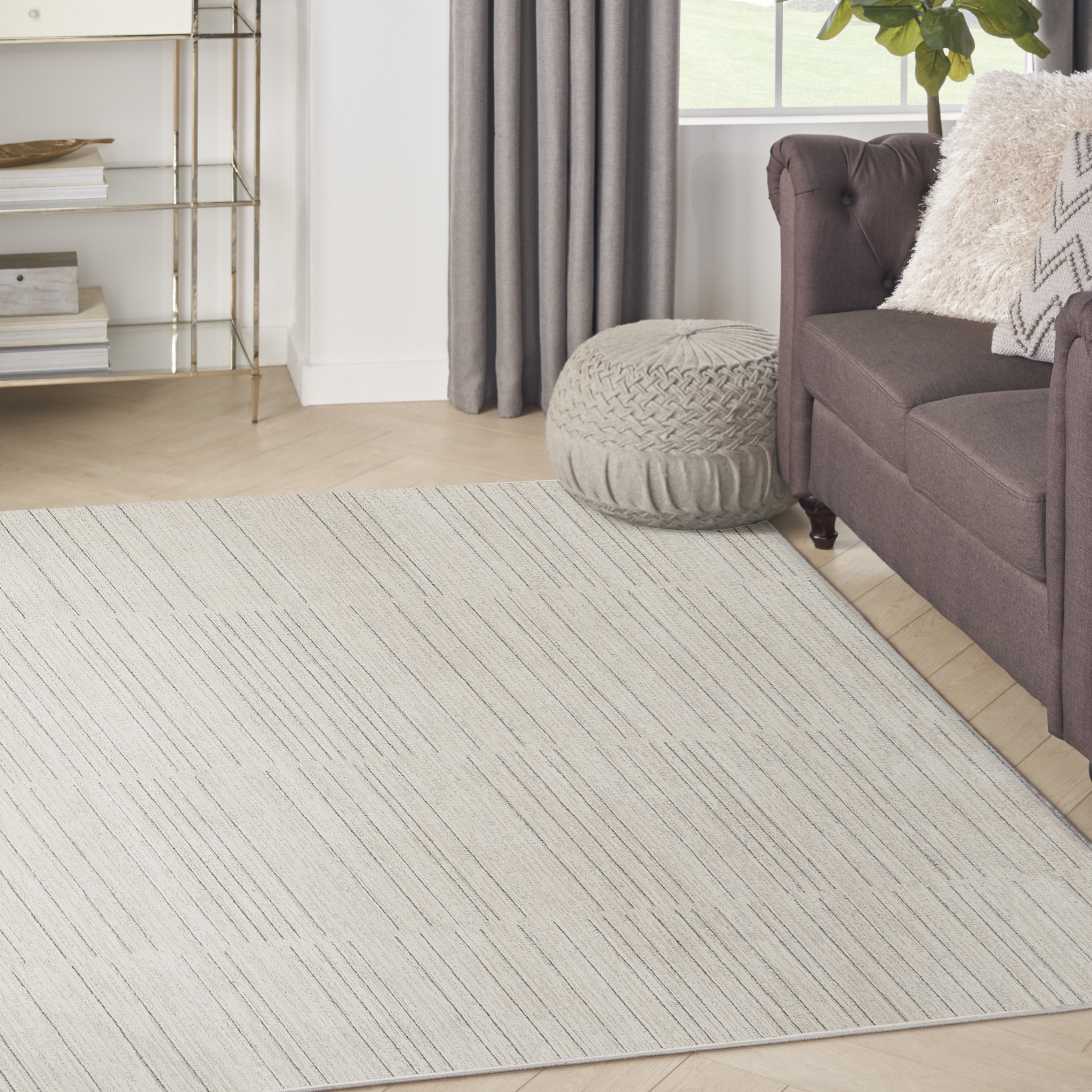 Nourison Santa Cruz Abstract Ivory Grey 5'3" x 7'3" Area Rug (5x7)