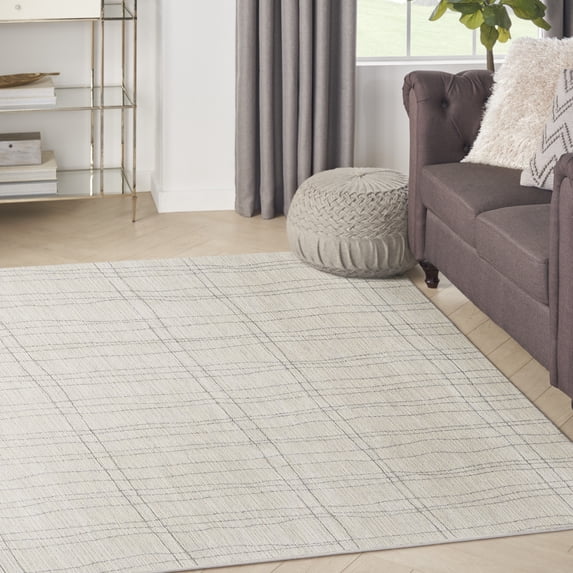 Nourison Santa Cruz Abstract Ivory Grey 5'3" x 7'3" Area Rug (5x7)