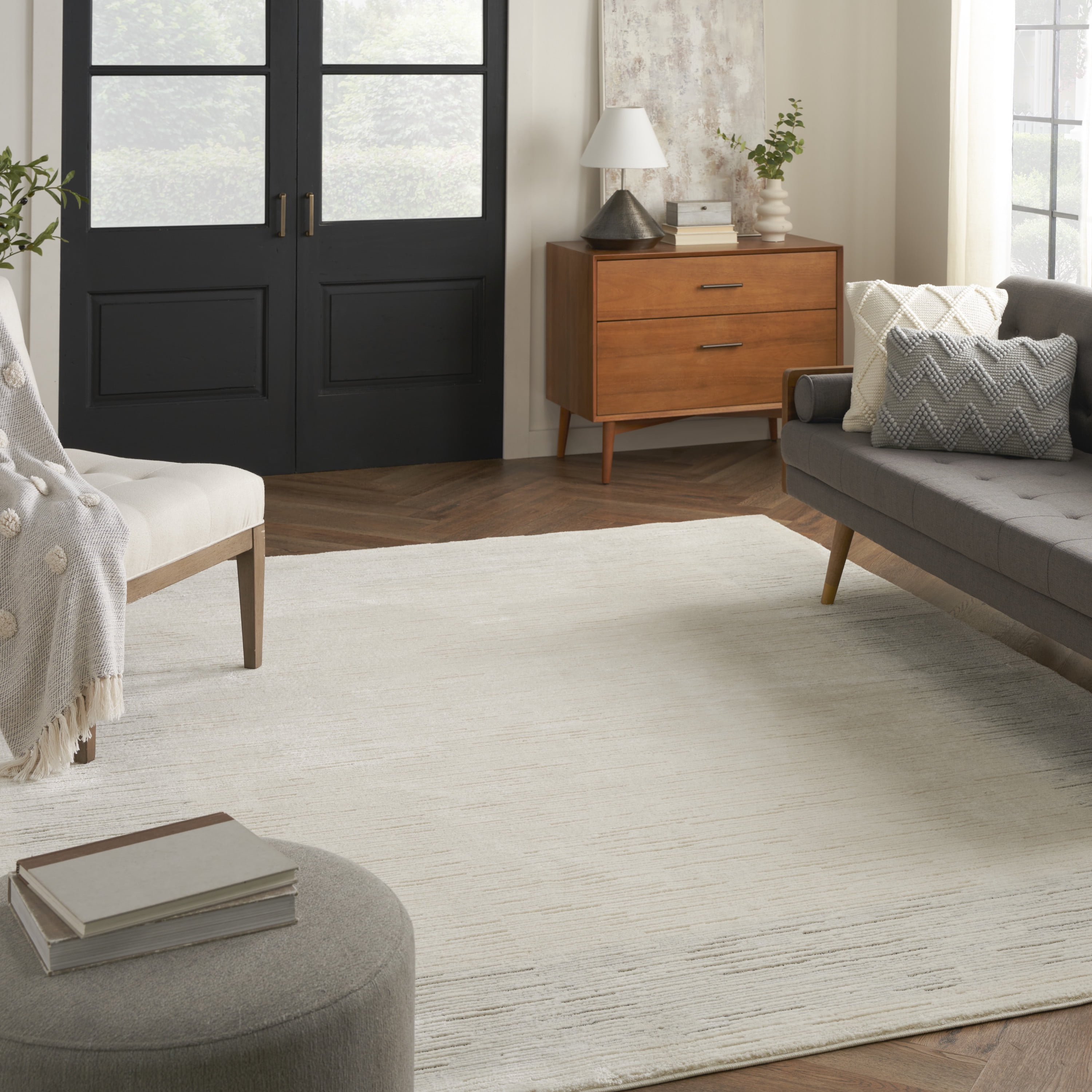 Nourison Santa Cruz Abstract Ivory Grey 7'10" x 9'10" Area Rug (8x10)