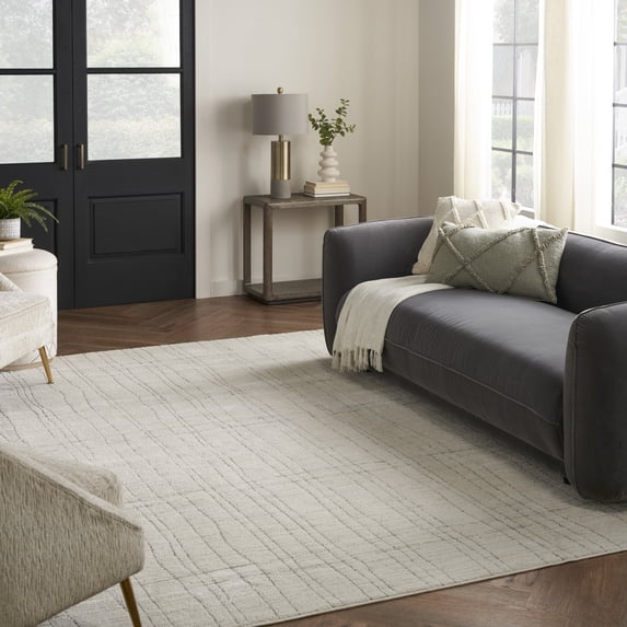 Nourison Santa Cruz Abstract Ivory Grey 9' x 12' Area Rug (9x12)