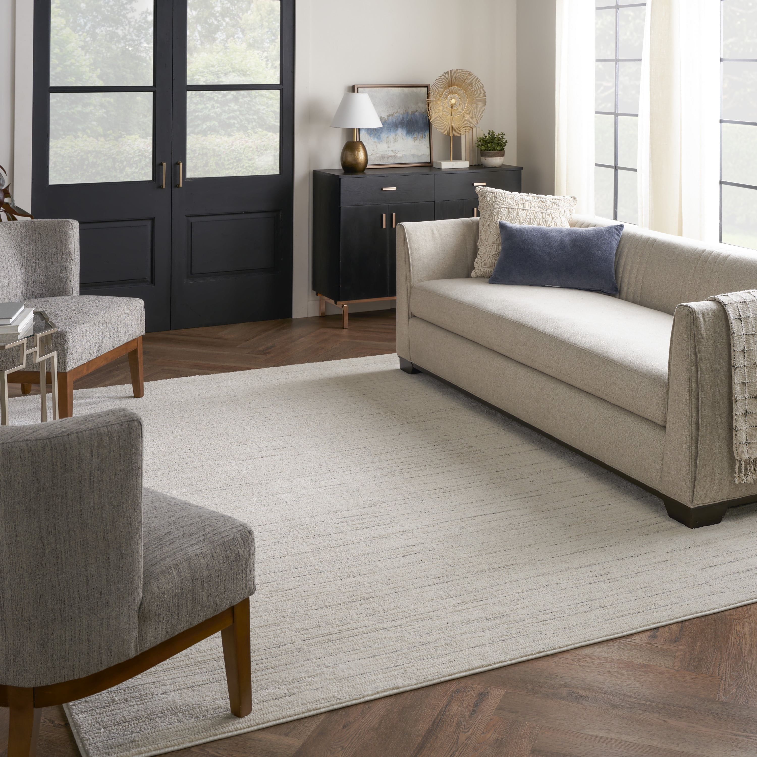 Nourison Santa Cruz Abstract Ivory Grey 9' x 12' Area Rug (9x12)