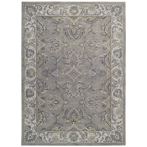 Nourison Sepia Grey/Silver Area Rug-Color:Grey/Silver,Shape:Rectangle,Size:5'6" x 8'6",Style:Traditional