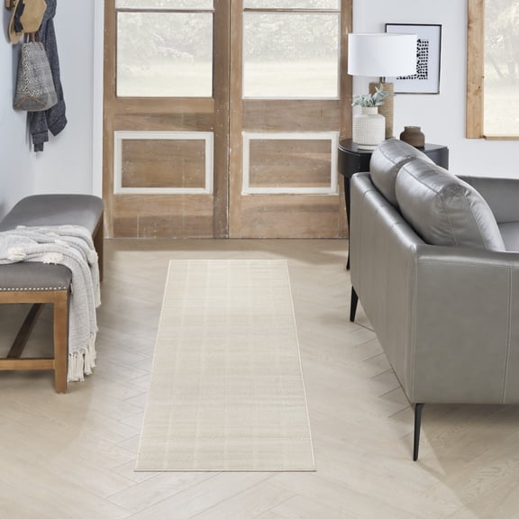 Nourison Serenity Home 2'2" x 6' Ivory Cream Modern Indoor Rug