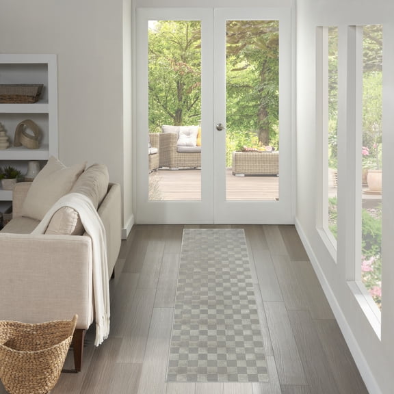 Nourison Serenity Home 2'2" x 7'6 Grey Modern Indoor Rug