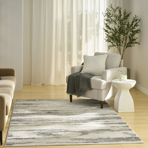 Nourison Serenity Home 3'11" x 5'11" Grey Multicolor Modern Indoor Rug