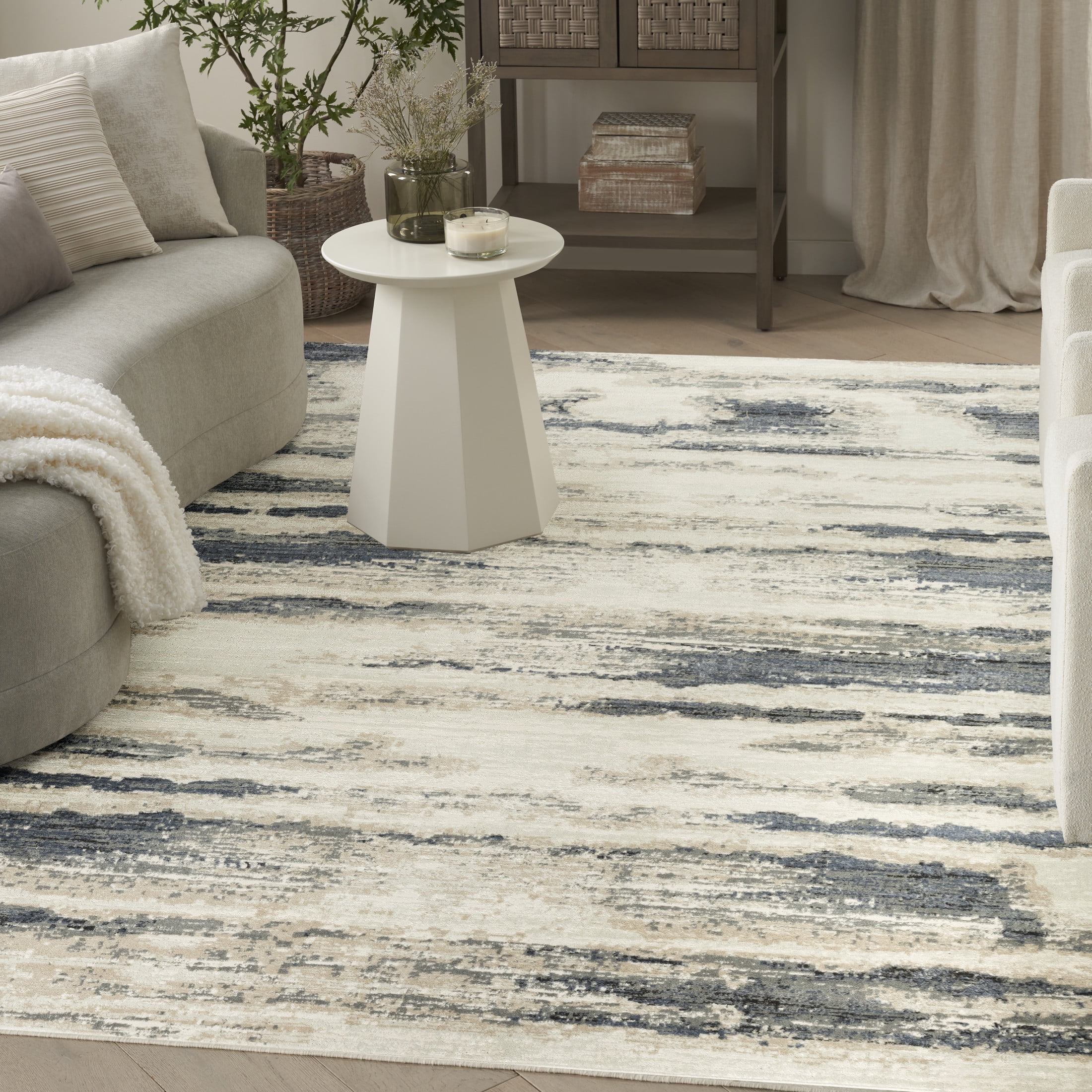 Nourison Serenity Home 7'10" x 9'10" Blue Multicolor Modern Indoor Rug