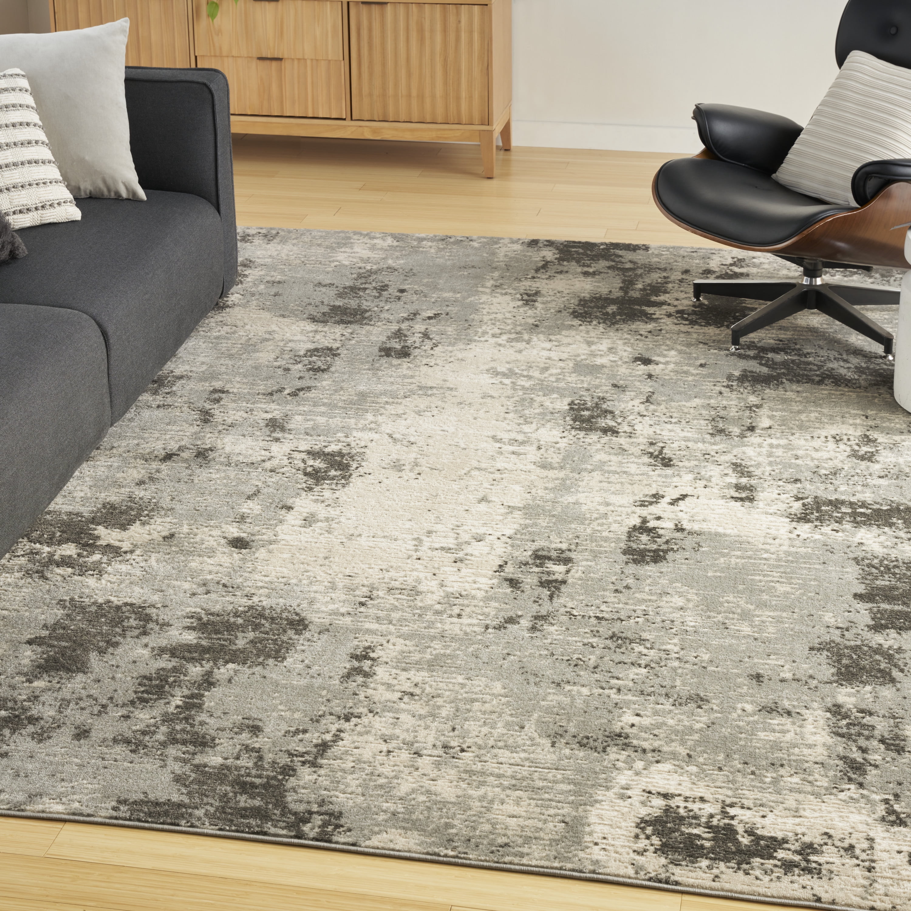 Nourison Serenity Home Abstract Ivory Grey 7'10" x 9'10" Area Rug (8x10)