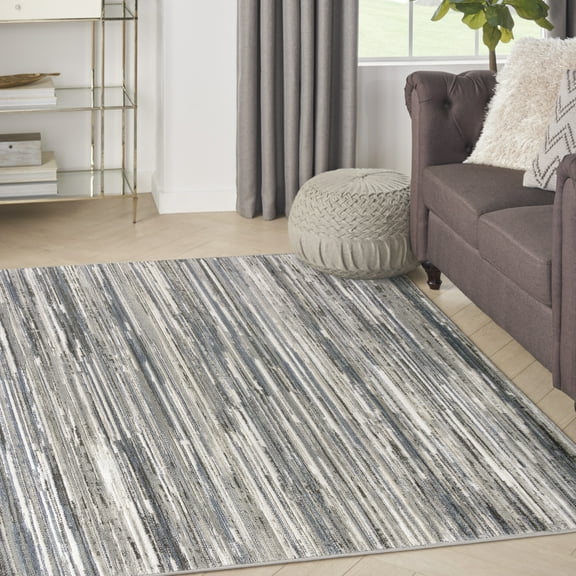 Nourison Serenity Home Abstract Ivory Grey Blue 3'11" x 5'11" Area Rug (4x6)