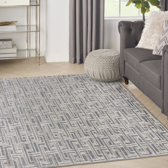 Nourison Serenity Home Geometric Blue Ivory 3'11" x 5'11" Area Rug (4x6)