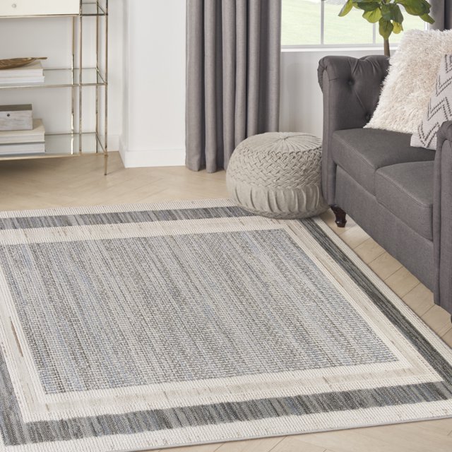 Nourison Serenity Home Geometric Grey Ivory 3'11" x 5'11" Area Rug (4x6)