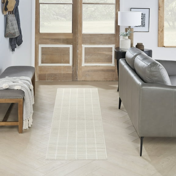 Nourison Serenity Home Geometric Ivory 2'2" x 7'6 Area Rug (2x8)