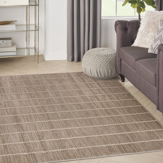Nourison Serenity Home Geometric Mocha Ivory 3'11" x 5'11" Area Rug (4x6)
