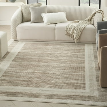 Nourison Serenity Home Geometric Mocha Ivory 5'3" x 7'3" Area Rug (5x7)