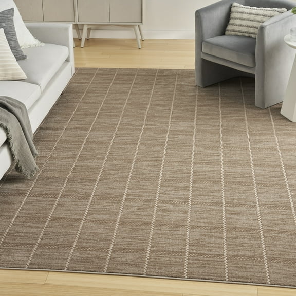 Nourison Serenity Home Geometric Mocha Ivory 9' x 12' Area Rug (9x12)