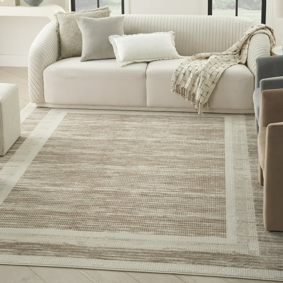 Nourison Serenity Home Geometric Mocha Ivory 9' x 12' Area Rug (9x12)