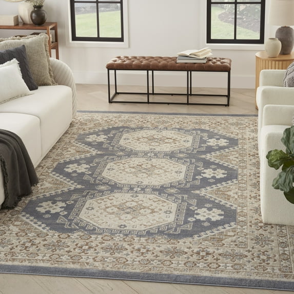 Nourison Serenity Home Vintage Ivory Blue 5'3" x 7'3" Area Rug (5x7)