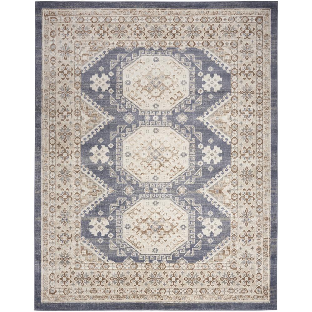 Handmade Blue and Ivory Medallion Synthetic 8' x 10' Area Rug