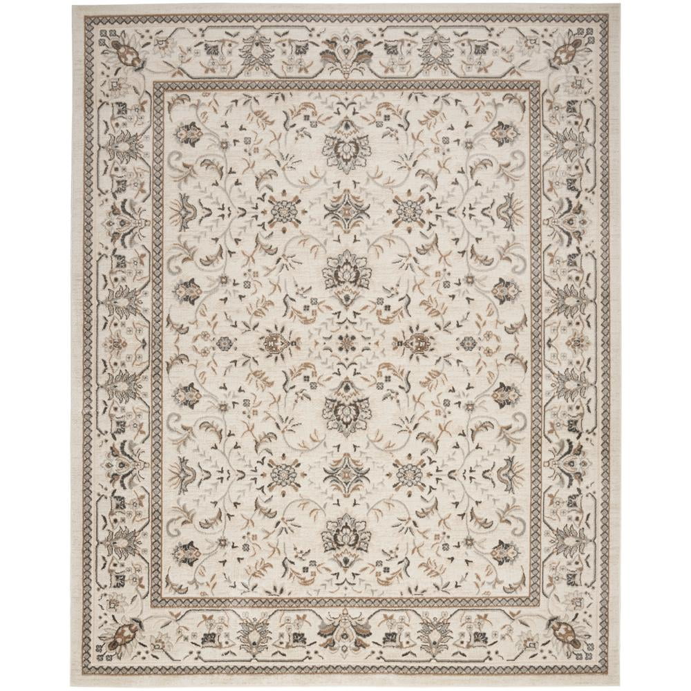 Ivory Mocha Traditional Floral 5'3" x 7'3" Area Rug