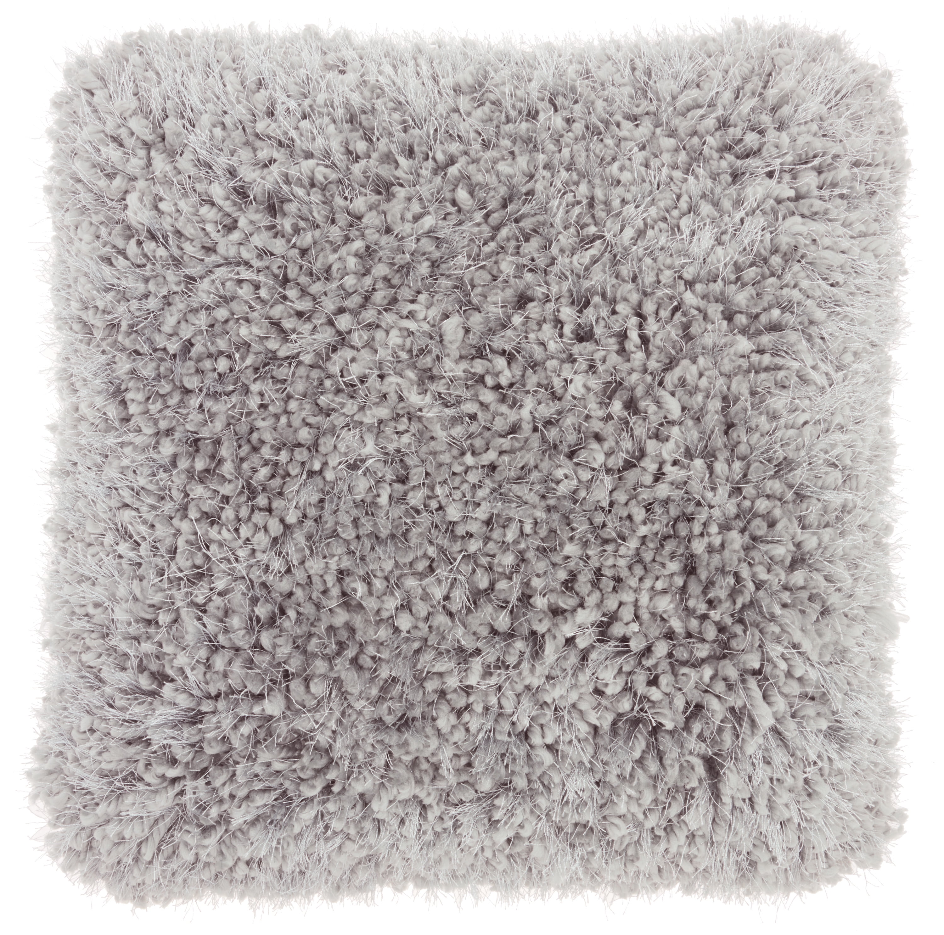 Light Grey Shag Polyester Square Throw Pillow, 18" x 18"