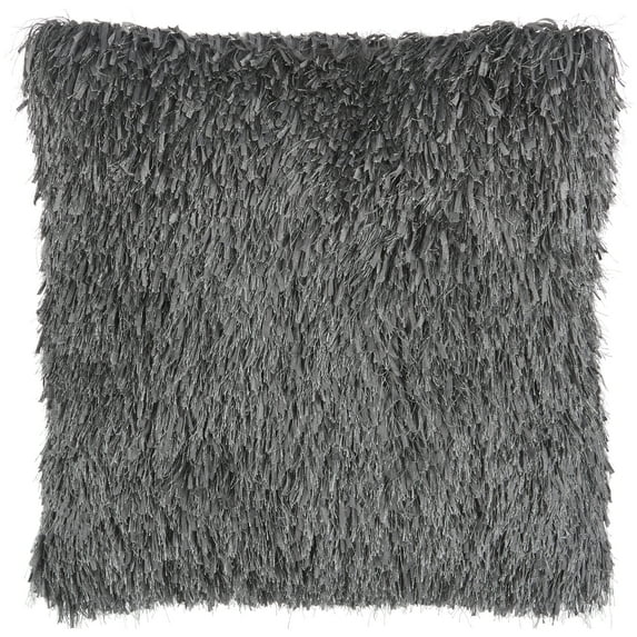 Nourison Shag Soft Ribbon Shag Charcoal 20" x 20" Throw Pillow