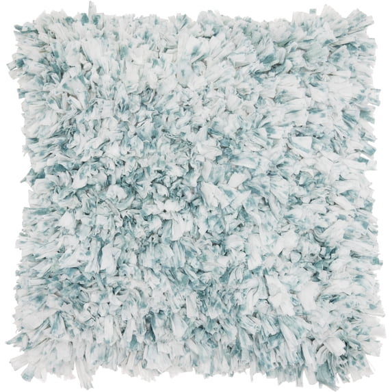 Nourison Shag Solid Celadon Decorative Throw Pillow , 17" x 17"