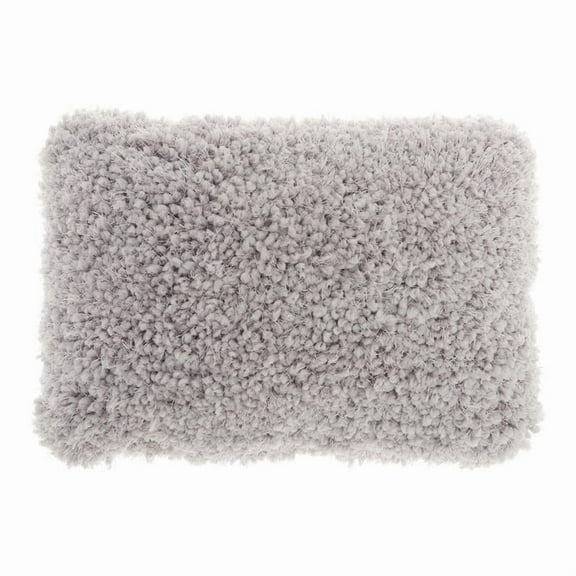 Nourison Shag Solid Light Grey Decorative Throw Pillow , 14" x 20"