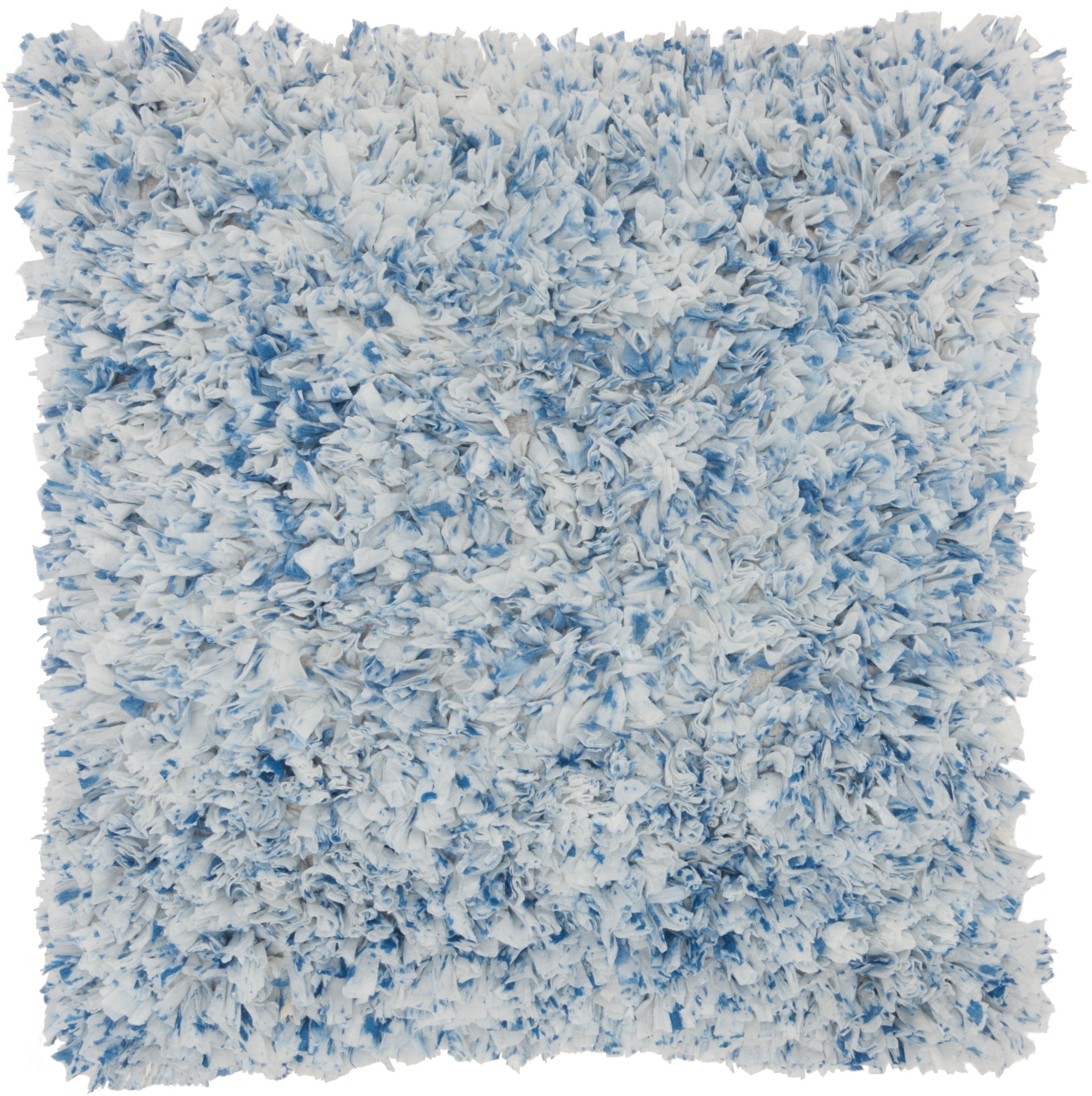 Navy and White Cotton Shag Square Kids Pillow, 17" x 17"