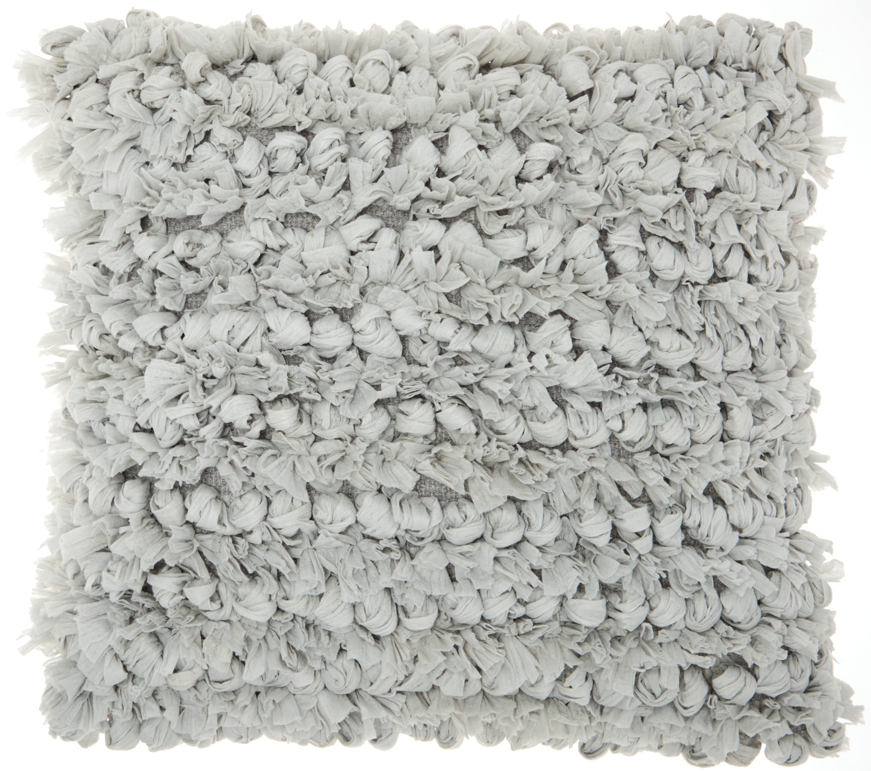Silver Polyester Square Decorative Throw Pillow 20" x 20"