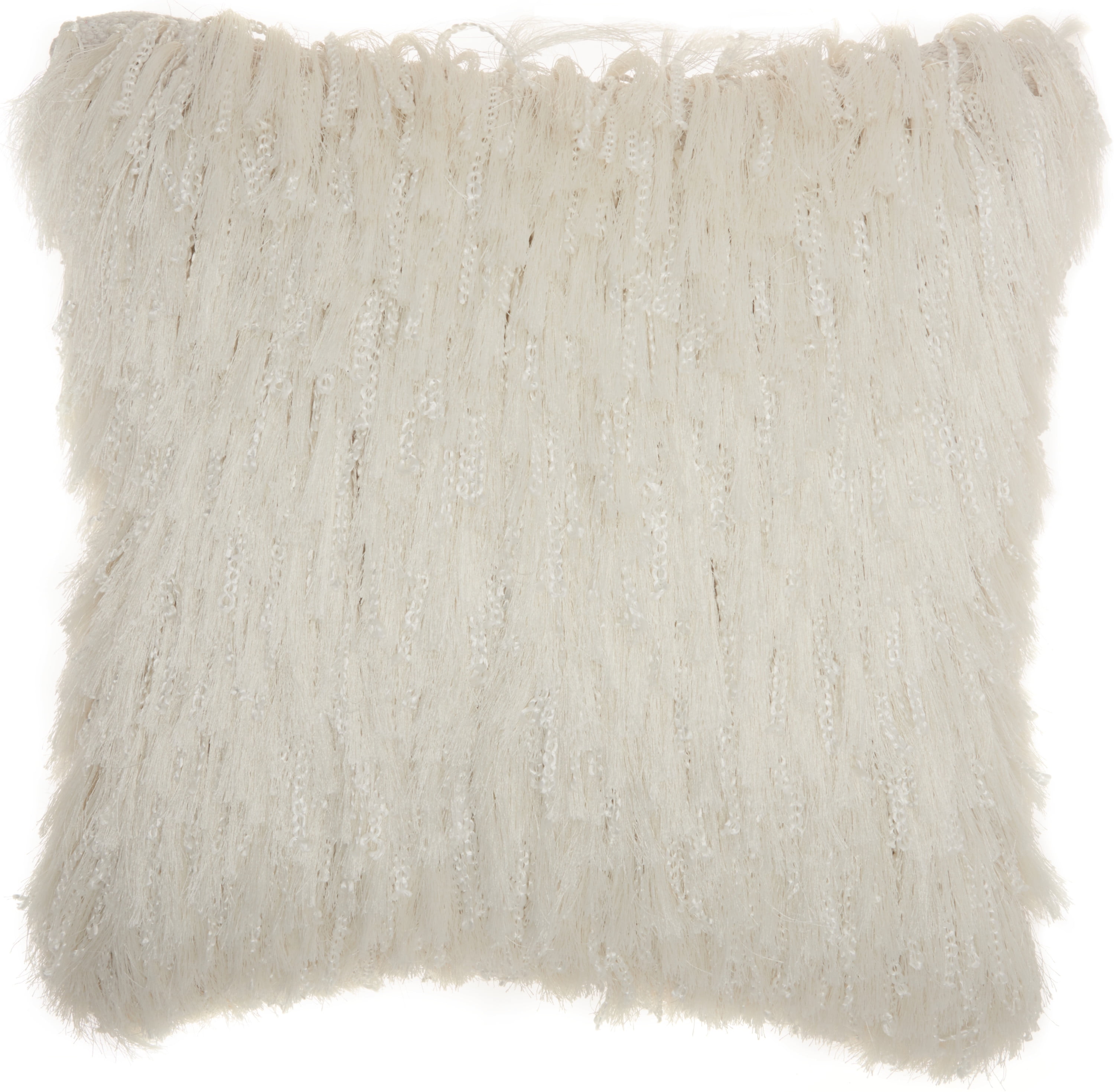 White shag throw pillow hot sale