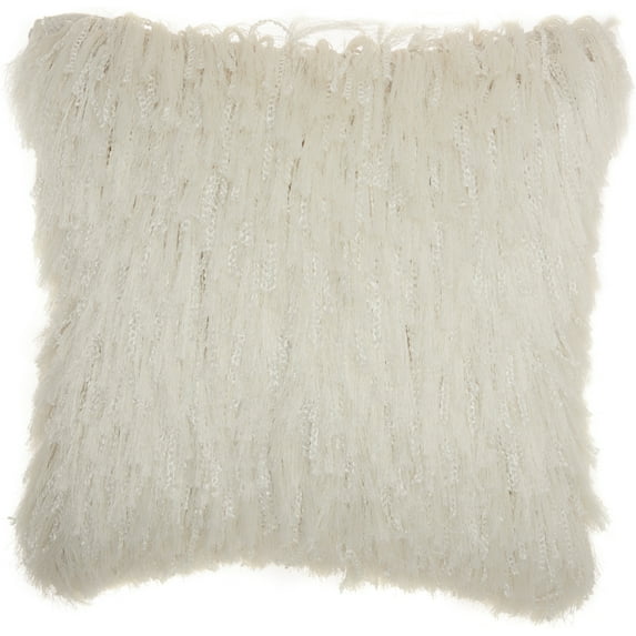 Nourison Shag Solid White Decorative Throw Pillow , 20" x 20"