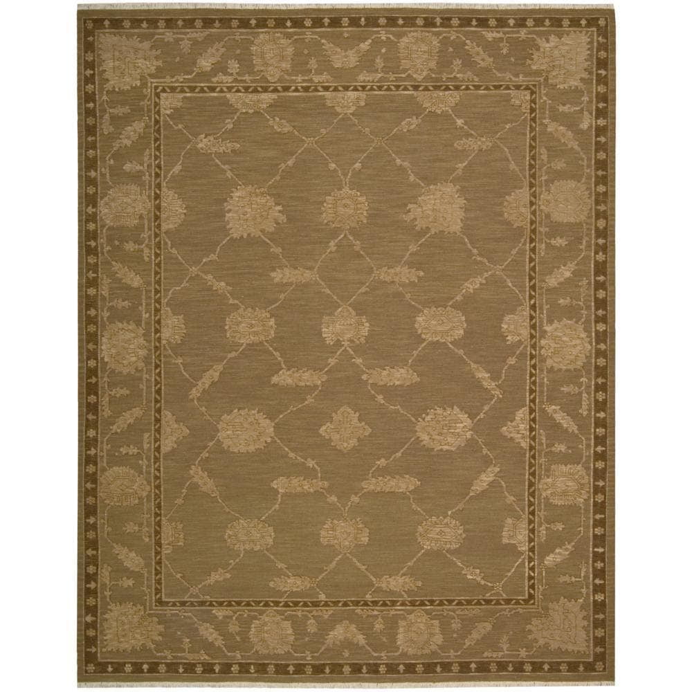 Handmade Brown Wool and Silk 8' x 10' Rectangular Rug