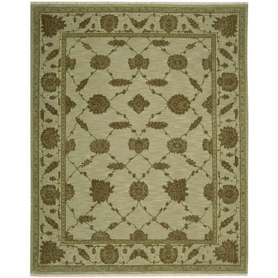 Nourison Silk Pointe Area Rug Green 7' 10" x 9' 10" 8' x 10' Indoor,Handmade Brown Rectangle