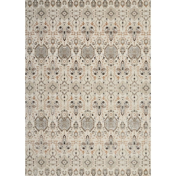 Nourison Silver Screen Floral Modern Area Rug Grey/White 9' 10" x 13' 2" Polyester Oriental 10' x 14' Indoor Living Room,Bedroom,Dining Room Beige