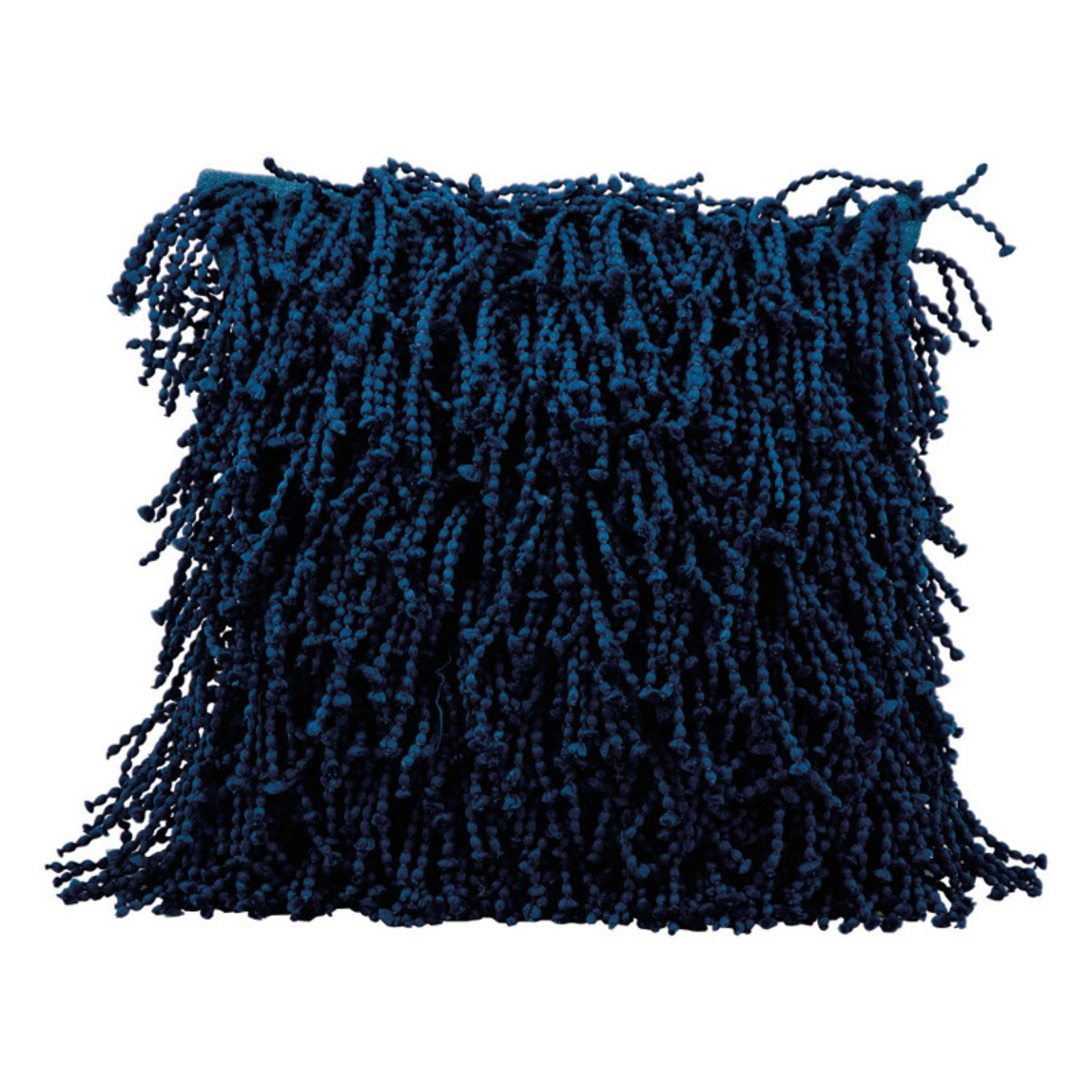 Navy Blue Square Shaggy Throw Pillow 20" x 20"