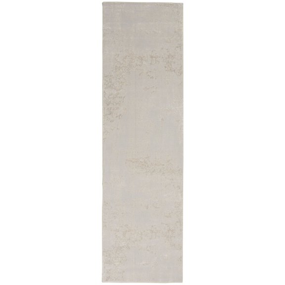 Nourison Sleek Textures 2'2" x 7'6" (8' Runner) Ivory/Grey Area Rug Distressed Abstract by Nourison