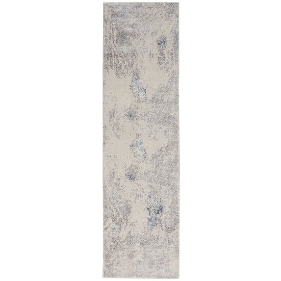 Nourison Sleek Textures 2'2" x 7'6" (8' Runner) Ivory/Grey Area Rug Distressed Abstract by Nourison